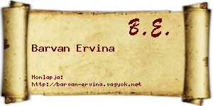 Barvan Ervina névjegykártya
